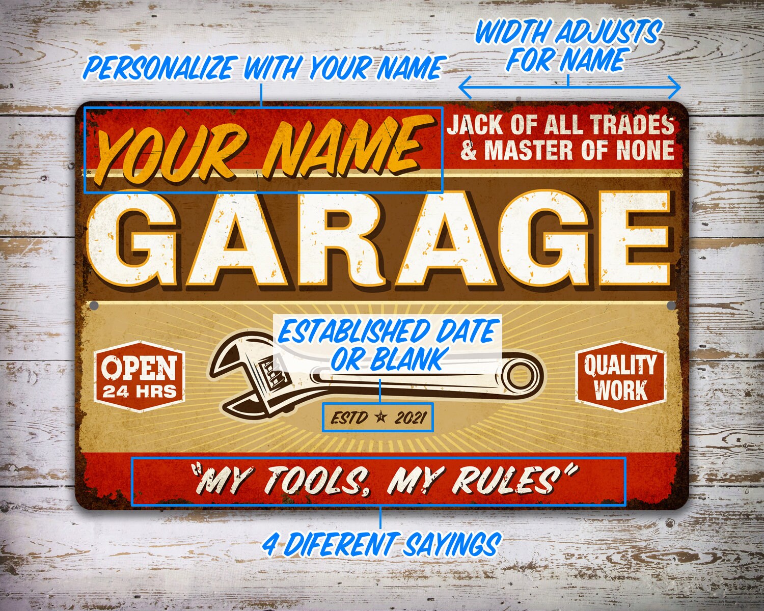 Garage Metal Sign Personalise Retro Vintage Distressed Style Etsy UK