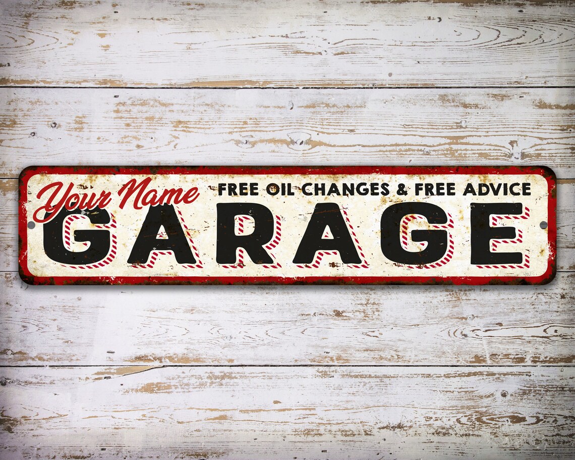 Custom Vintage Garage Sign Metal Personalized Rustic Man Cave Sign