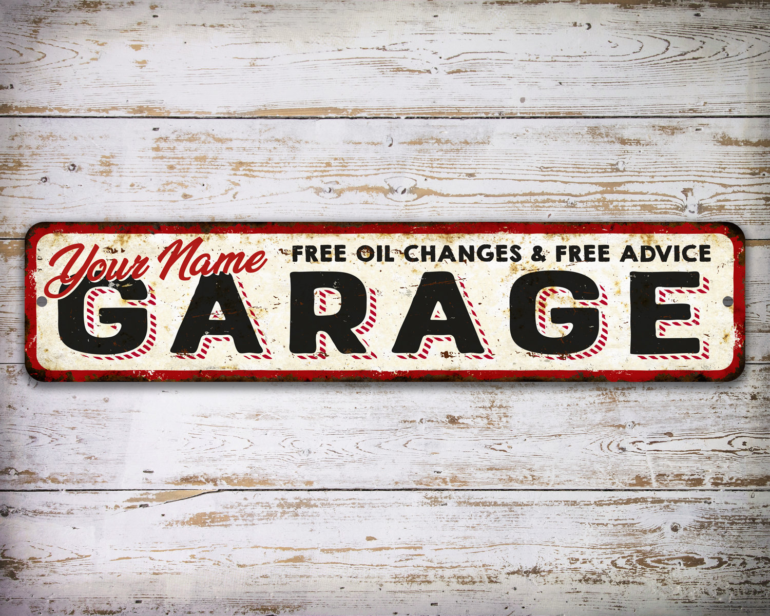 Custom Vintage Garage Sign Metal Personalized Rustic Man Cave Sign
