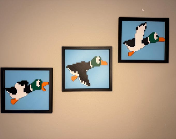 Duck Hunt 3 piece wall Art 8 bit