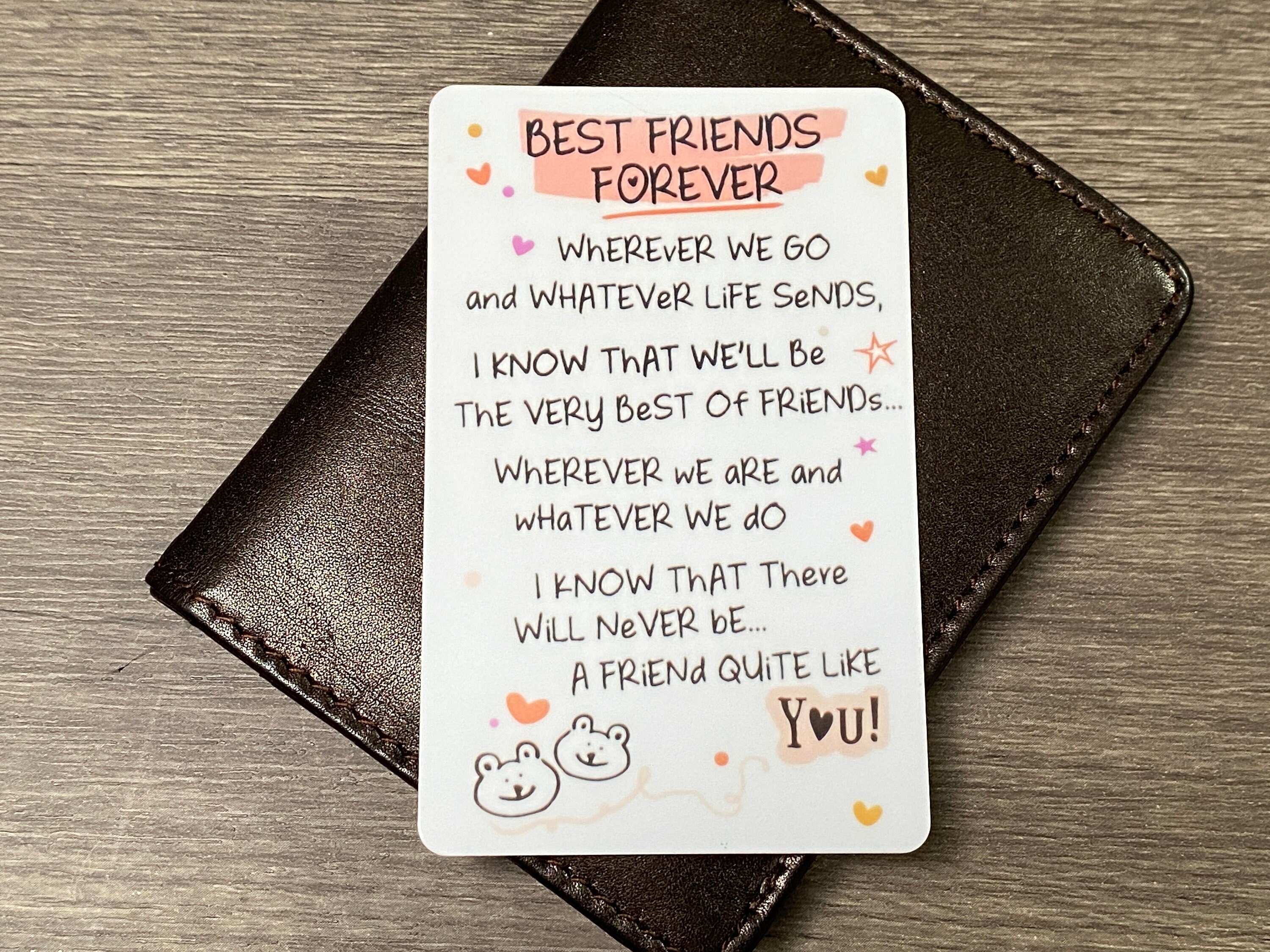 Best Friends Forever Keepsake Wallet Purse Card Sentimental Etsy