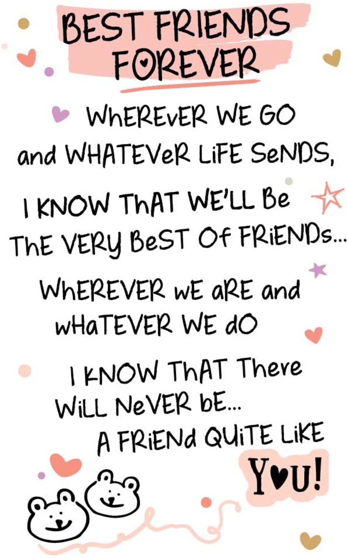 Best Friends Forever Keepsake Wallet Purse Card Sentimental Etsy