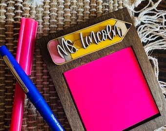 Personalized Notepad Holder – Teacher Appreciation Gift, Custom Sticky Note Organizer