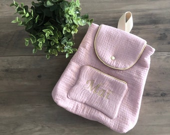 Sac à dos enfant personnalisé en gaze de coton Rose