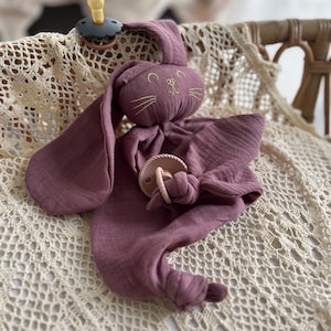 Edredón de conejito de algodón orgánico - Edredón personalizado - Hecho a mano. Myrtille