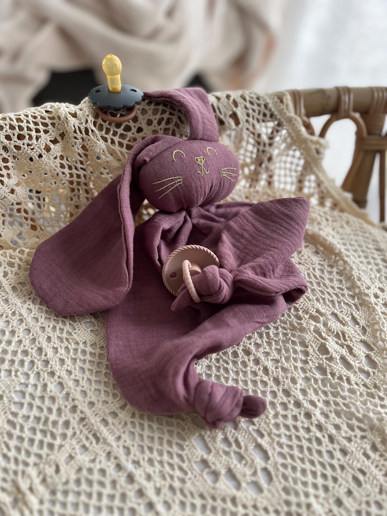 Edredón de conejito de algodón orgánico - Edredón personalizado - Hecho a mano. Myrtille