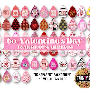 Pink Sparkling Hearts Valentines Day Sublimation Earring Designs