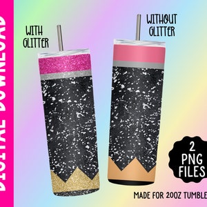 Pencil Tumbler Design PNG Digital Download - Teacher Sublimation Designs - 20oz Straight Skinny Tumbler - Pencil Tumbler Wrap - Tumbler PNG