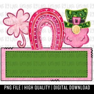 St. Patrick&#39;s Day Name Plate PNG Digital Design - Shamrock Sublimation Design - Kid&#39;s Shirt Design - Trending - Blank Name Tag