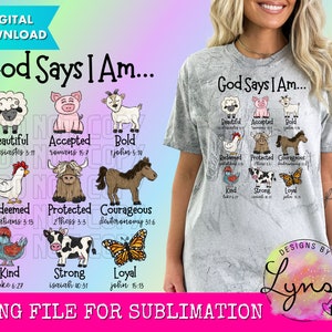 God Says I Am PNG Digital Design - Christian Sublimation Design - God Says Design - Bible Verse Design - Scripture PNG - Farm Design