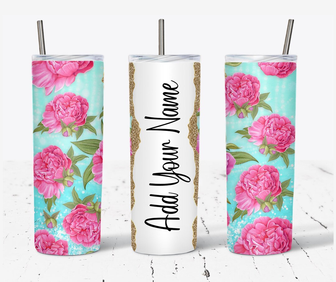 Floral Add Your Own Text Name Monogram Sublimation Tumbler - DIGITAL ...