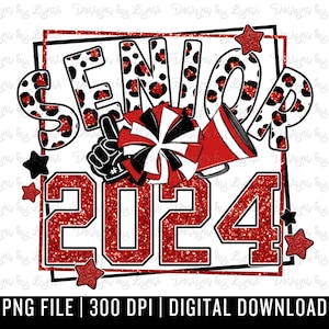 Senior 2024 Cheer PNG Digital Design - School Spirit Design - Leopard Senior 2024 Png - Cheerleading Png - Cheer Sublimation - Cheer Mom