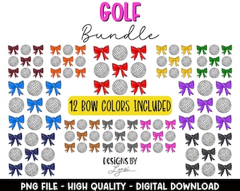 Coquette Golf BUNDLE PNG Design digitale - Design a sublimazione per golf - Design per magliette da golf - Di tendenza - Arco da golf