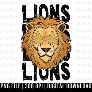 Lions Preppy Mascot PNG Digital Design - Lion Mascot - School Spirit Design - Lions Png - Football Team Mascot