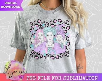 Witch Sisters PNG Digital Design - Witches - Pastel Halloween - Winifred - Sarah - Mary - Leopard - Movie Sublimation - Digital Download