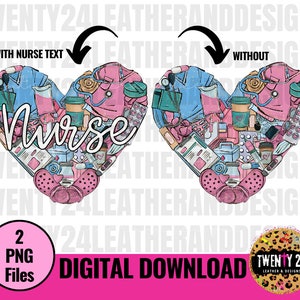 Nurse Heart Collage Cluster - 2 PNG Digital Downloads - Sublimation Design - Nurse Clipart - Nurse Valentine - Medical PNG