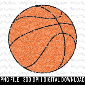 May include: A digital image of a basketball, featuring an orange ball with black lines and a glitter effect. The image includes the text "PNG FILE | 300 DPI | DIGITAL DOWNLOAD" at the bottom, indicating it's a digital download.