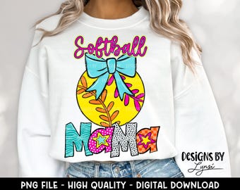 Coquette Softball PNG Digital Design - Softball Mama Sublimation Design - Softball Shirt Design - Trending - Softball Bow - Cute Sports Bow