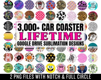 Lifetime Google Drive CAR COASTER Designs - Round Sublimation PNG - Car Coaster Mega Bundle - Lifetime Drive - Commercial Use