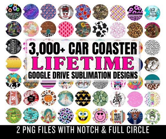 Lifetime Google Drive CAR COASTER Designs - Round Sublimation PNG - Car Coaster Mega Bundle - Lifetime Drive - Commercial Use