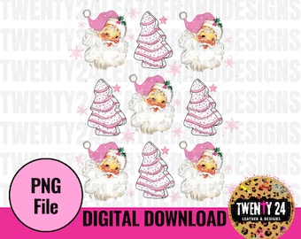 Santa Tree Cakes PNG - Sublimation Holiday Cakes - Funny Christmas Shirt - Pink Christmas Tree - Digitale download