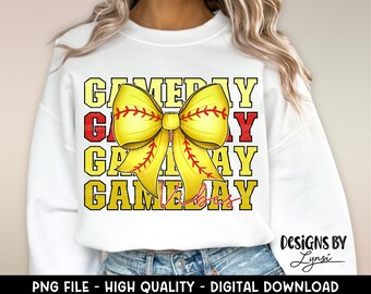 Coquette Softball PNG Digital Design - Gameday Sublimation Design - Softball Shirt Design - Trending - Softball Bow - Cute Sports Bow