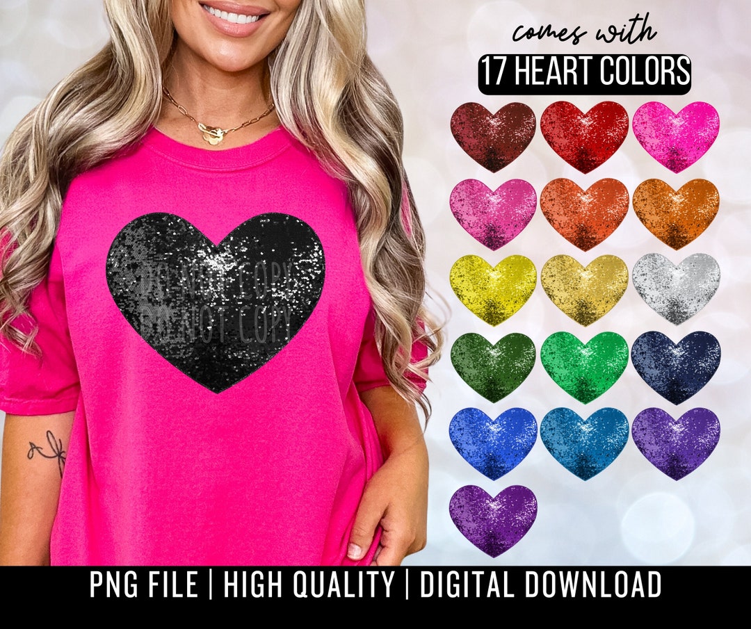 Faux Sequin Hearts PNG Digital Design - Valentine Sublimation - Trendy ...