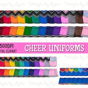 Cheer Uniforms Bundle - Doodle Clipart PNG Digital Design - Hand Drawn Clipart - Cheerleader Png - School Spirit - Commercial Use