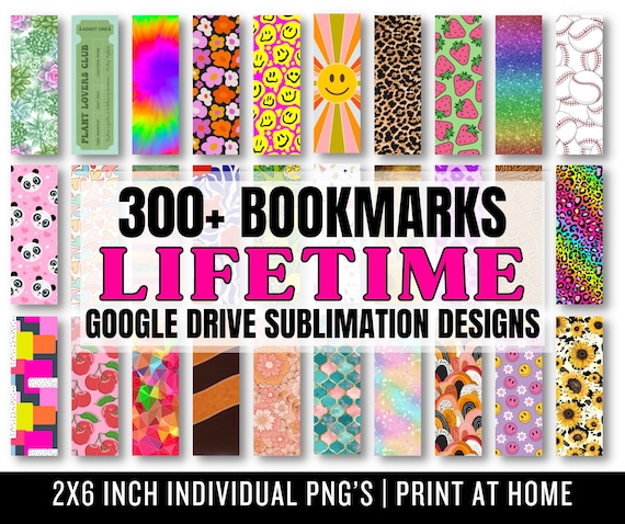 Lifetime Google Drive BOOKMARK Designs - 2x6 inch Bookmarks PNG - Bookmark Mega Bundle - Lifetime Drive - Commercial Use