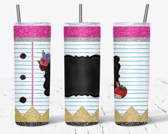 Pencil Tumbler Design PNG Digital Download - Teacher Sublimation Designs - 20oz Straight Skinny Tumbler - Pencil Tumbler Wrap - Tumbler PNG