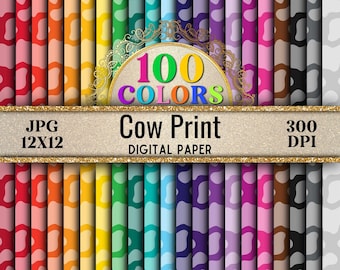 Cow Print Digital Paper JPG - Scrapbook Paper - Textured Paper - Printable Art Design - Digital Background - Sublimation Pattern