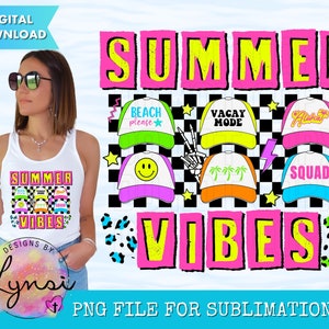 Sommer Vibes Trucker Hats PNG Digital Design - Sommer Sublimation Design - Aloha Png - Neon Sommer Png - Vacay Mode - Beach Please - Retro