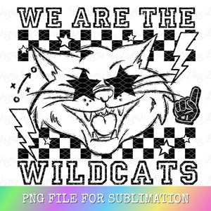 Wildcats Preppy Mascot PNG Digital Design - Mascotte à carreaux - School Spirit Design - We Are The Wildcats Png - Team Mascot