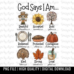 God Says I Am PNG Digital Design - Christian Sublimation Design - God Says Design - Bible Verse Design - Scripture PNG - Thanksgiving Design