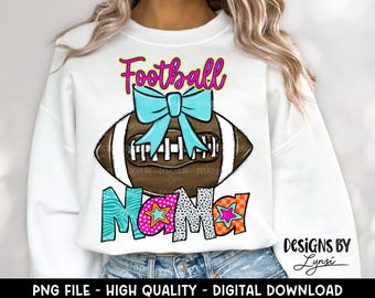 Coquette Football PNG Digital Design - Football Mama Sublimation Design - Football Shirt Design - Trending - Football Bow - Cute Sports Bow