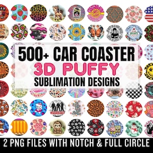 500+ PNG Car Coaster Sublimation BUNDLE - Okrągły wzór sublimacji - Wzory podstawek samochodowych - Pobieranie cyfrowe - Użycie komercyjne