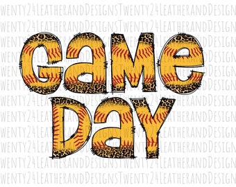 Game Day Softball PNG File - Digital Download - Softball Leopard Letters - Sports Sublimation
