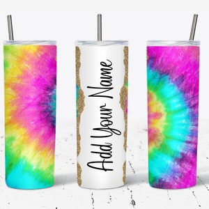 Tie Dye Ajouter votre propre nom monogramme sublimation Tumbler - TÉLÉCHARGEMENT NUMÉRIQUE - 20 oz skinny gobelet Wraps modèles PNG
