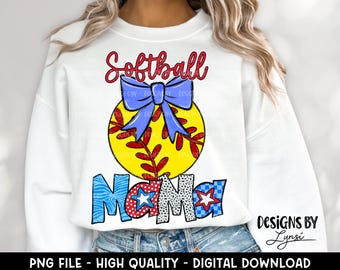 Coquette Softball PNG Digital Design - Softball Mama Sublimation Design - Softball Shirt Design - Trending - Softball Bow - Cute Sports Bow