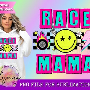 Race Mama PNG Digital Design - Race Sublimation Design - Retro Design - Racing Png - Race Track Png - Checkered Race - Race Life Png