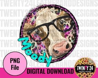 Moody Heifer PNG Digital Download - Sublimation Design - Cow Clipart- Funny Heifer - Graphic Tshirt
