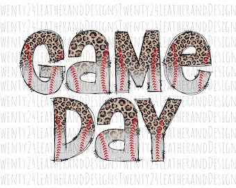 Game Day Baseball PNG File - Digital Download - Baseball Leopard Letters - Sports Sublimation