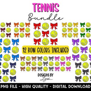 Coquette Tennis BUNDLE PNG Digital Design - Tennis Sublimation Design - Tennis Shirt Design - Trending - Tennis Bow