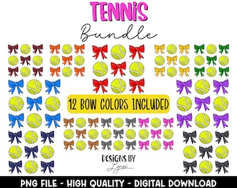 Coquette Tennis BUNDLE PNG Design digitale - Design sublimazione tennis - Design maglietta tennis - Tendenza - Tennis Bow