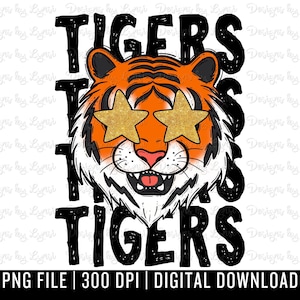 Tigers Preppy Mascot PNG Digital Design - Tiger Mascot - School Spirit Design - Tigers Png - Football Team Mascot