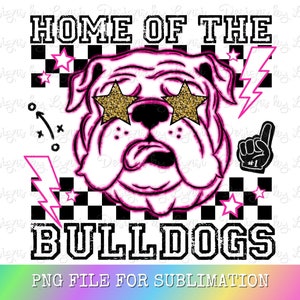 Bulldogs Preppy Mascot PNG Digital Design - Checkered Mascot - School Spirit Design - Home of The Bulldogs Png - Team Mascot - Bulldog Png