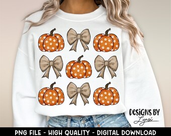 Coquette Halloween PNG Digital Design - Halloween Sublimation Design - Pumpkins Shirt Design - Trending - Halloween Bow - Cute Pumpkin