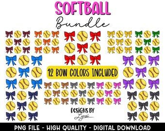 Coquette Softball BUNDLE PNG Digital Design - Softball Sublimation Design - Softball Shirt Design - Trending - Softball Bow