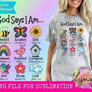 God Says I Am PNG Digital Design - Christian Sublimation Design - God Says Design - Bible Verse Design - Scripture PNG - Spring Design