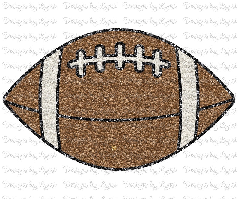 Pu&ograve; includere: Un pallone da football marrone e bianco con una texture scintillante. Il pallone ha i lacci e una striscia bianca al centro.
